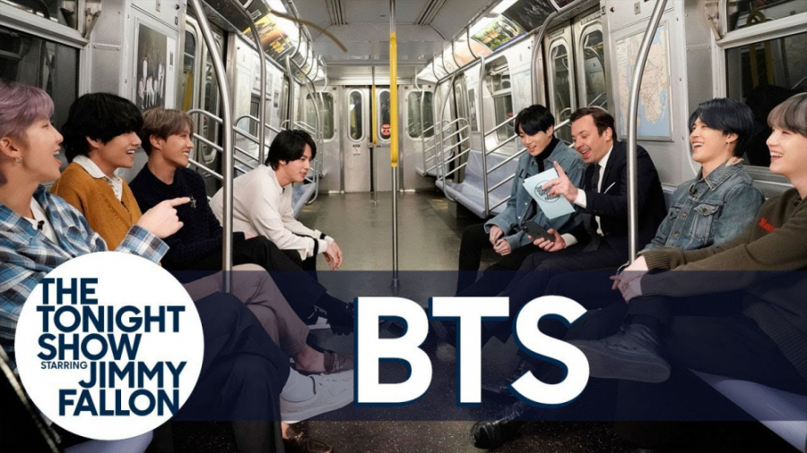 BTS مصاحبه بی تی اس با جیمی فالن در برنامه د تونایت شو با زیرنویس چسبیده 1080p بلیچینگ