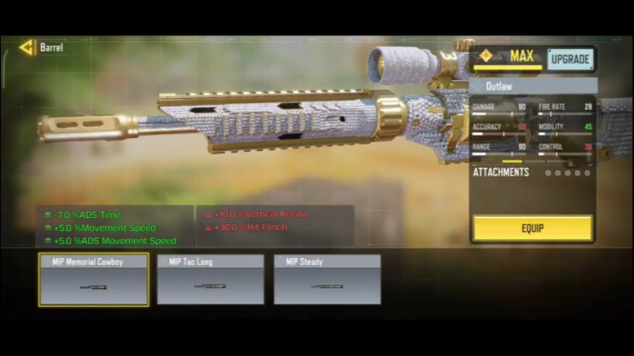 بهترین اتچمنت گان outlaw /کالاف دیوتی موبایل گل گدوت