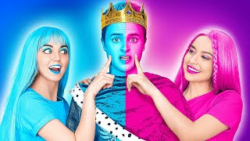 چالش خنده دار دختر صورتی و بنف...