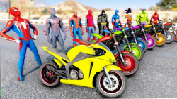 چالش مسابقه سرعت تیم ابرقهرمانان در مقابل لباس مرد عنکبوتی موتور سیکلت - GTA 5