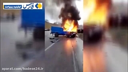 فیلم هولناک از زنده زنده سوختن دو نفر در آتش سوزی نیسان آبی فیلم هولناک از زنده زنده سوختن دو نفر در آتش سوزی نیسان آبی