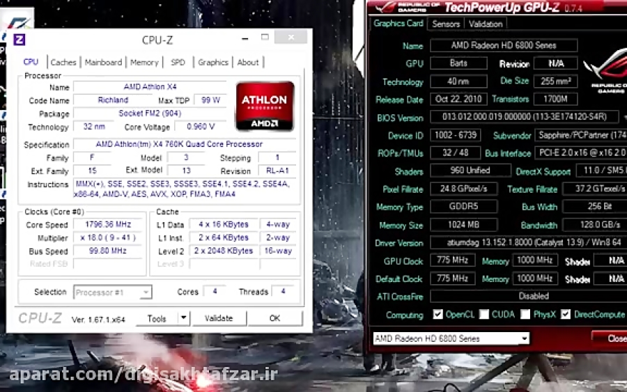 پردازنده AMD Athlon X4 760K و  Sapphire HD6850