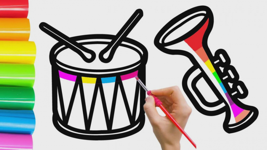 آموزش نقاشی به کودکان نقاشی طبل