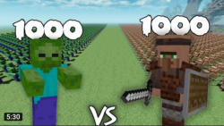 جنگ ۱۰۰۰ زامبی با ۱۰۰۰ ویلیجر گاردین!!!!!  ماینکرافت | Minecraft