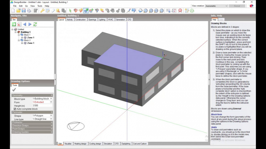 ترسیم ساختمان جدید در دیزاین بیلدر DesignBuilder