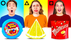 چالش فان غذایی آبی و زرد و قرم...