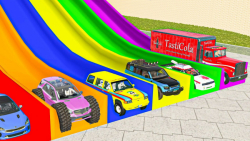 مسابقه فوق العاده سرگرم کننده در سراشیبی و تصادف در اسلایدهای رنگی غول پیکر