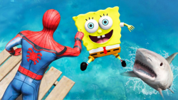 چالش پرت شدن مرد عنکبوتی و باب اسفنجی در دریا و استخر در بازی GTA 5