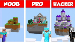 چالش نوب پرو هکر ساخت خانه در هوا ماینکرافت Minecraft