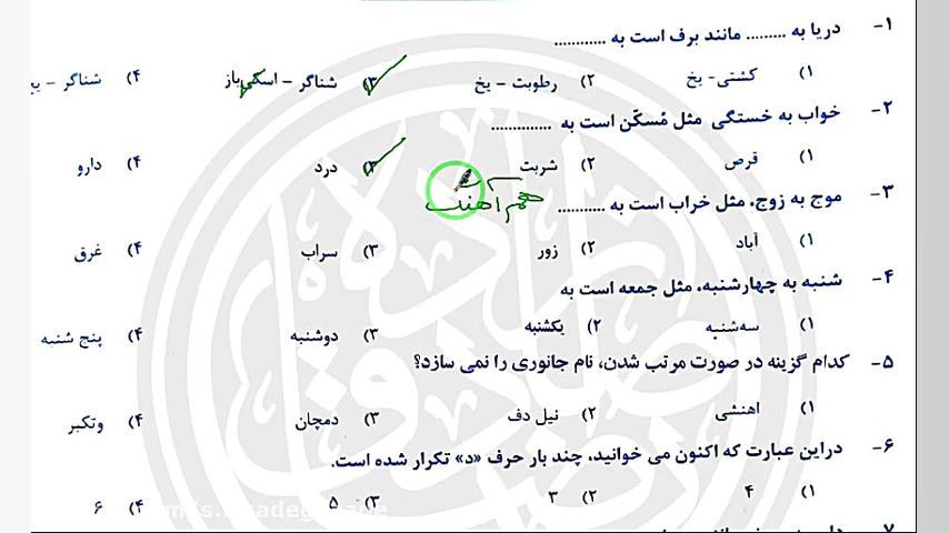 حل و بررسی سوالات آزمون سراسری تیزهوشان ششم - ورودی هفتم 1400-1399 - دفترچه دوم روکش دندان