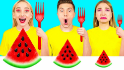 چالش خنده دار جدید  چالش غذا ب...