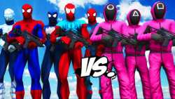 تیم مرد عنکبوتی در مقابل تیم اسکوئید گیم | جنگ و نبرد ابر قهرمانان
