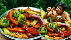 پخت خوراک گوشت و سبزیجات در جنگل | آشپزی بدوی (قسمت 679) پخت خوراک گوشت و سبزیجات در جنگل | آشپزی بدوی (قسمت 679)