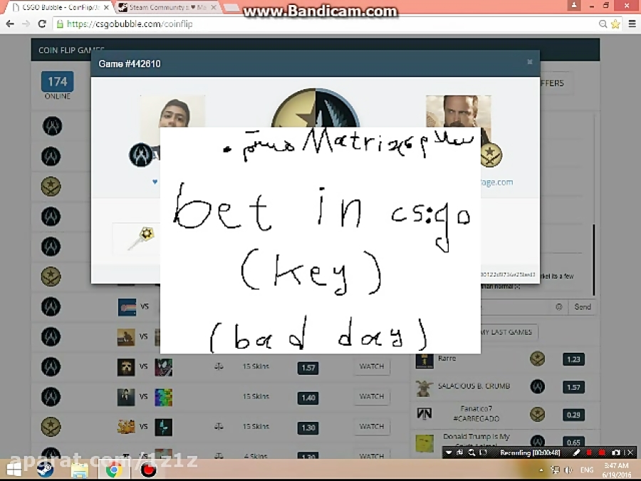 csgo bet in matrix bad day :|
