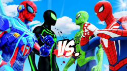 تیم اسپایدر من -- GTA V -- گیم پلی -- نبرد مرد عنکبوتی سبز و ونوم