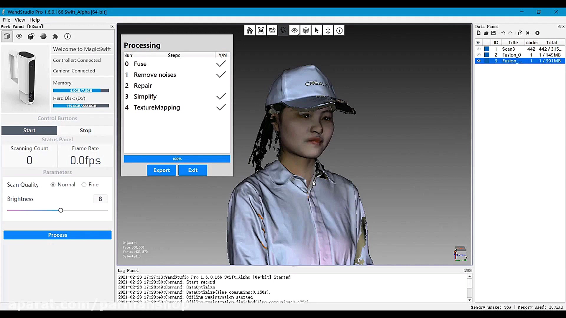 اسکن کامل انسان با اسکنر سه بعدی Creality CR-Scan 01 Combo کاشت مو