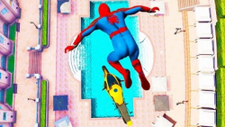 سقوط مرد عنکبوتی از ساختمان های بلند :: لحظات دیدنی با اسپایدرمن در GTA5