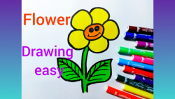 نقاشی گل ساده و زیبا |نقاشی گل کودکانه |drawing flower easily #زنگ _نقاشی