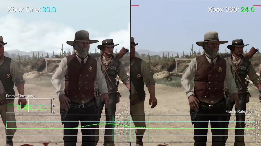مقایسه فریم ریت بازی Red Dead Redemption XO vs X360