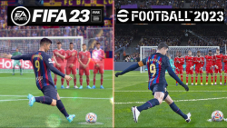 مقایسه بازی FIFA 23 __ eFootball 2023 ضربات کاشته