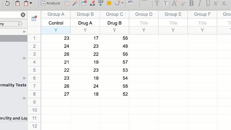 oneway ANOVA in GraphPad Prism