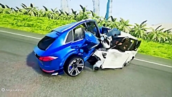 لحظه تصادفات سنگین در BeamNG Drive | تصادف لندکروز