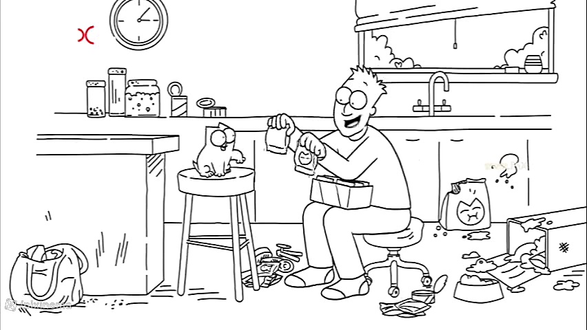 انیمیشن کوتاه "گربه سیمون خیس می شود" (Simon's Cat Gets Wet) گیم‌پلی کله‌خراب
