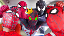 بازی تیم مرد عنکبوتی در ماشین...