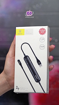 کابل تبدیل USB به Lightning و پاوربانک باسئوس مدل two in one به طول 1.2 متر