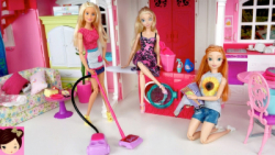 عروسک بازی دخترانه-عروسک باربی- اسباب بازی-نظافت خانه باربی