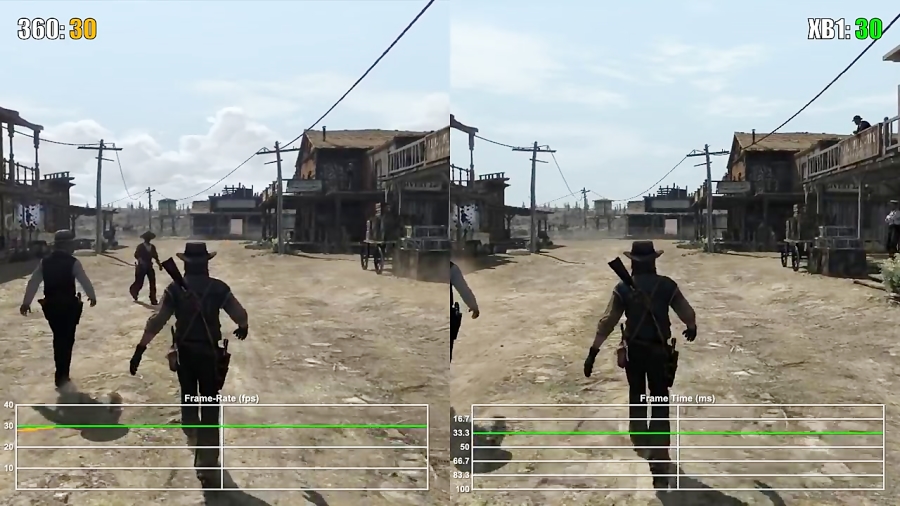 مقایسه فریم ریت بازی Red Dead Redemption XO VS X360