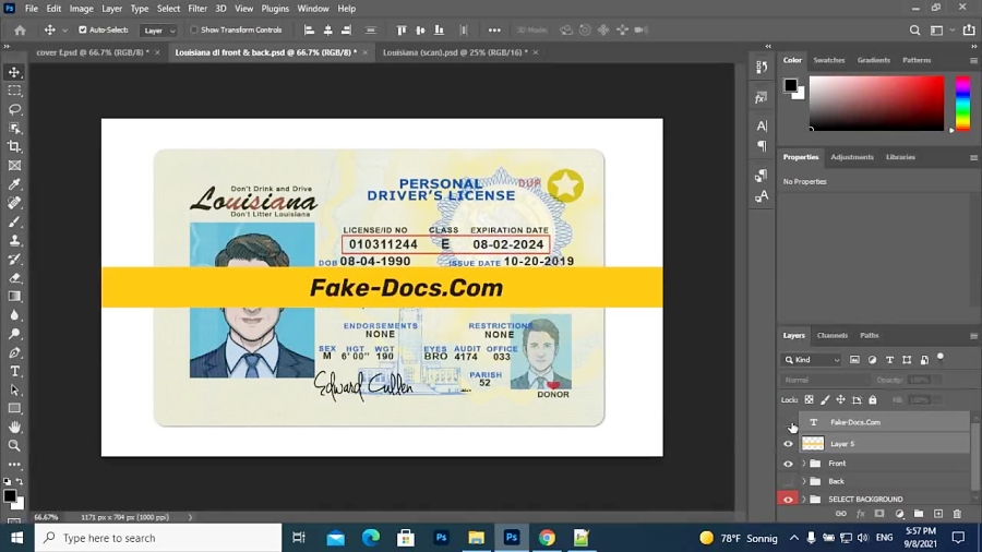LOUISIANA DRIVER LICENSE PSD TEMPLATE