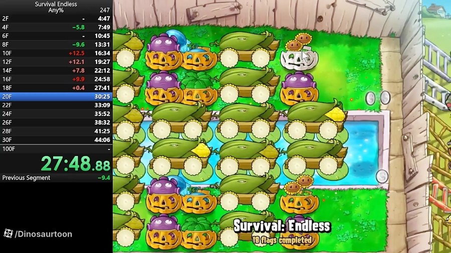 Plants Vs Zombies Speedrun Survival Endless 100 Flags 2h20m50s 1876