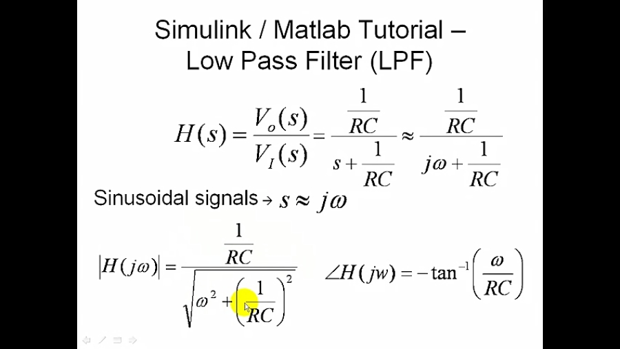 low pass filter in matlab simulink