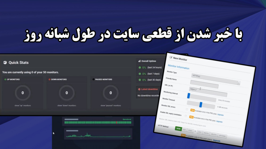 با خبر شدن از قطعی سایت در طول شبانه روز و آپتایم هاست - uptime monitoring زمان378ثانیه