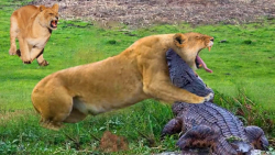 نبرد کروکودیل و شیر | حیوانات...