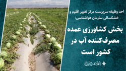 بخش کشاورزی عمده مصرف کننده آب در کشور است بخش کشاورزی عمده مصرف کننده آب در کشور است
