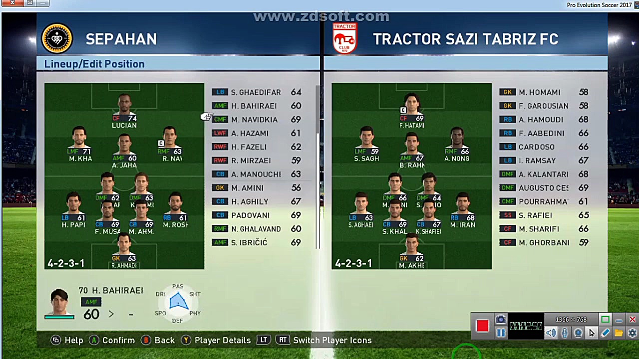 گیم بازی tractor vs spahan pes 2017 کامپیوتر PC زمان1029ثانیه