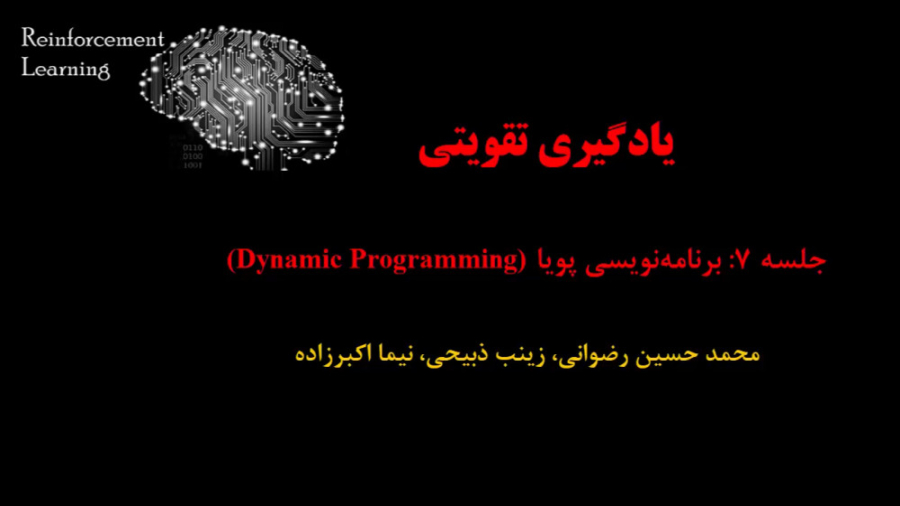 یادگیری تقویتی (جلسه 7: برنامه نویسی پویا Dynamic Programming) دکتر محمد حسین رضوانی