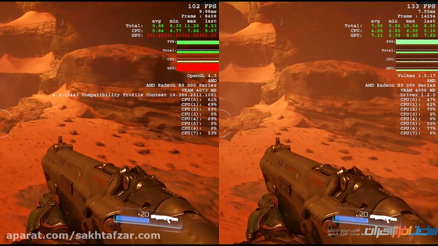 مقایسه عملکرد رابط های OpenGL و Vulkan در بازی DOOM