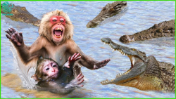 نبرد بابون وحشی با تمساح ، حمل...