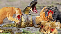 جنگ وحشیانه شیر و مار پیتون |...