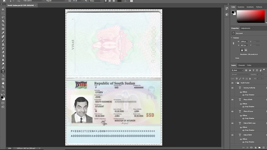 South Sudan Passport Template In Psd Format