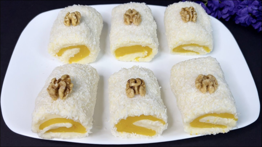 طرز تهیه رولت نارگیلی و زعفرانی :: شیرینی های خوشمزه برای عصرانه