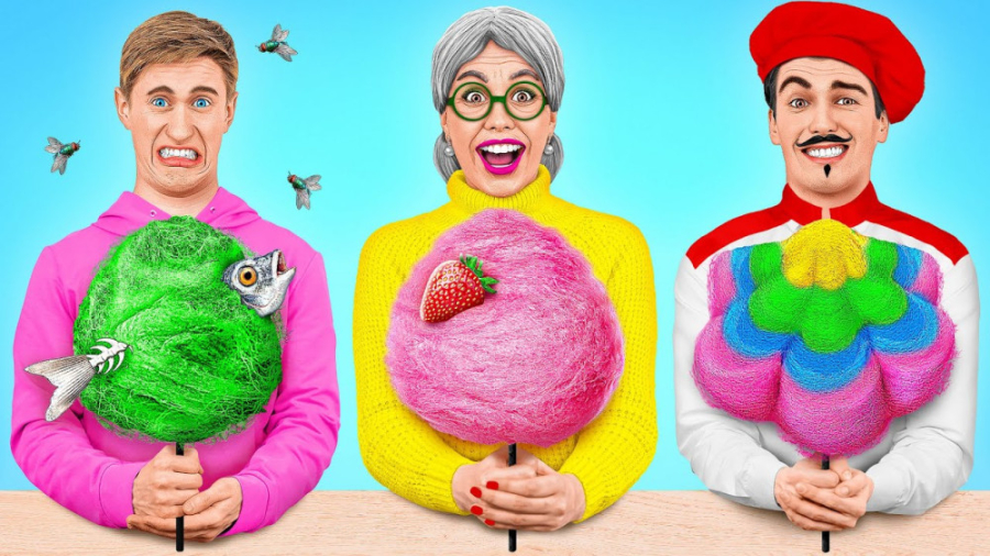 چالش غذایی خنده دار  عجب پشمک...