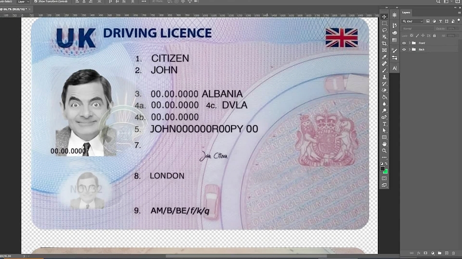 United Kingdom Drivers Permit In Psd Format After 2021 December Present 4799