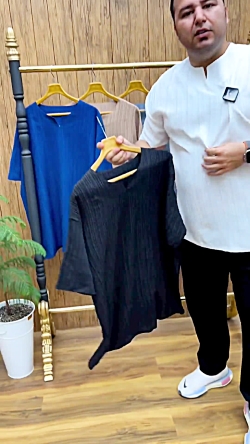 تیشرت یقه کوبایی سایز بزرگ مردانه