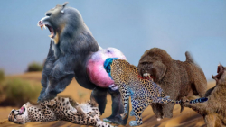 نبرد دیدنی حیوانات  بابون در م...