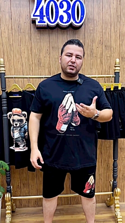 ست تیشرت و شلوارک تدی سایز بزرگ مردانه