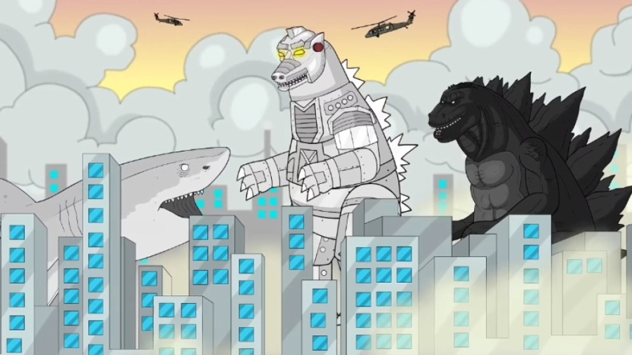 کارتون طنز و موزیکال گودزیلا دربرابر مگ Godzilla vs meg(کپشن) ترمیم ونیر